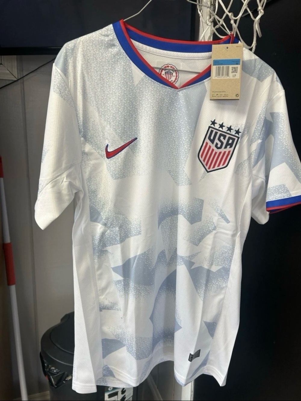 Nike White USA Soccer Jersey with Red & Blue Trim - Picture 7 of 10